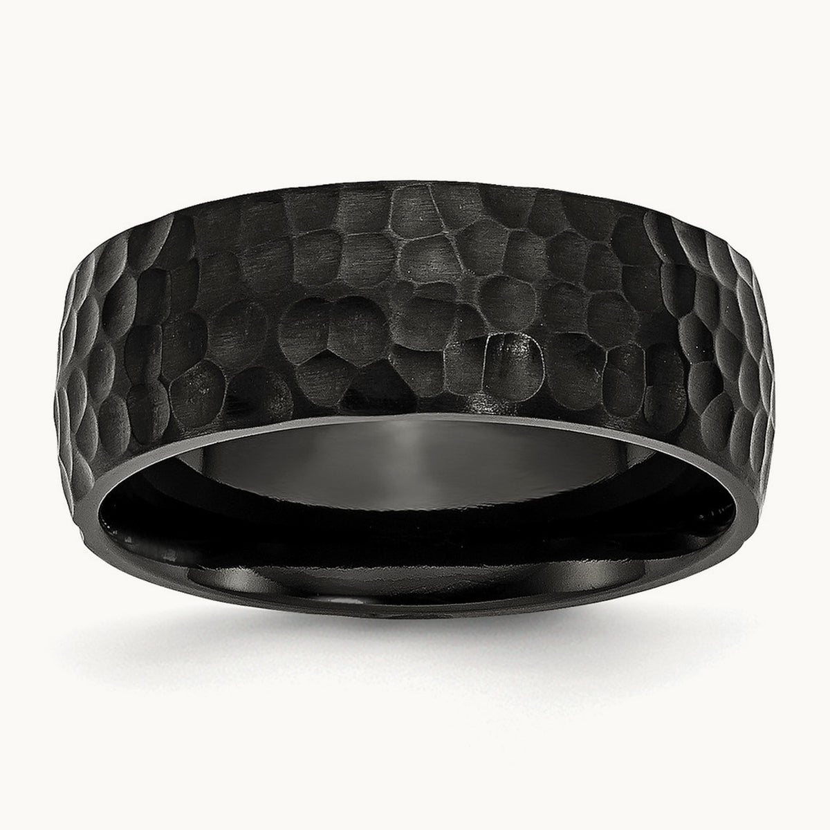 Brushed and Polished Hammered Black IP-plated Band — photo set