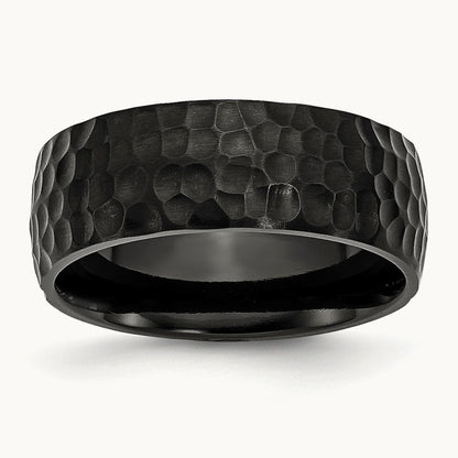 Brushed and Polished Hammered Black IP-plated Band — photo set