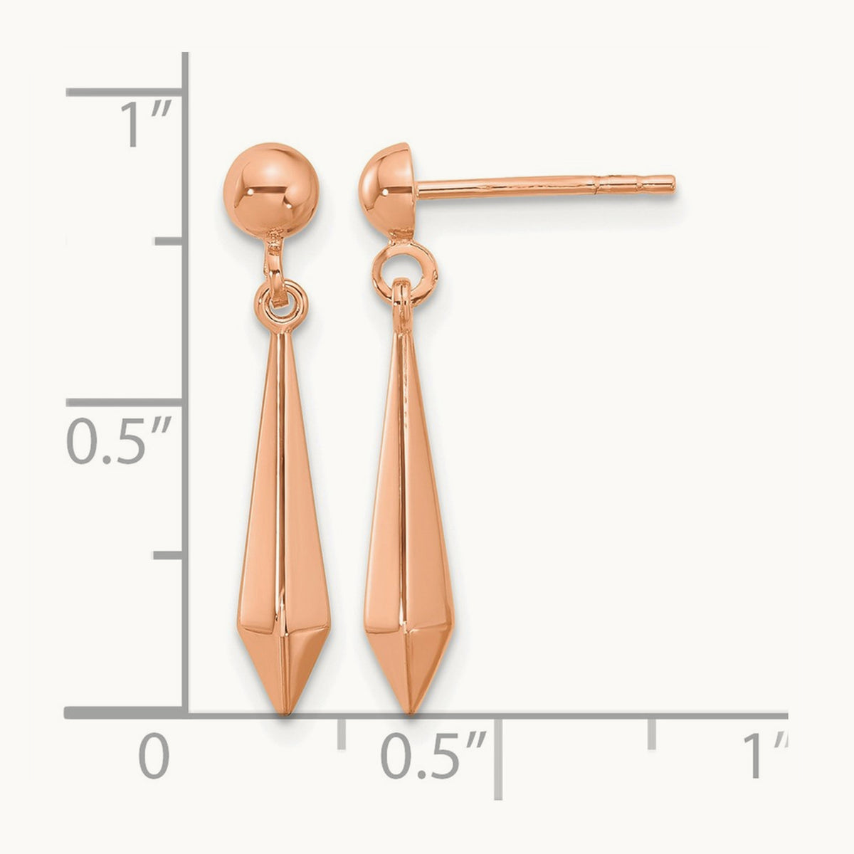 Polished Post Dangle Earrings — 14K Rose Gold