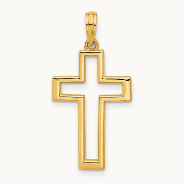 Polished Cross Pendant, 14K
