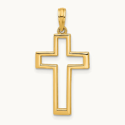 Polished Cross Pendant, 14K