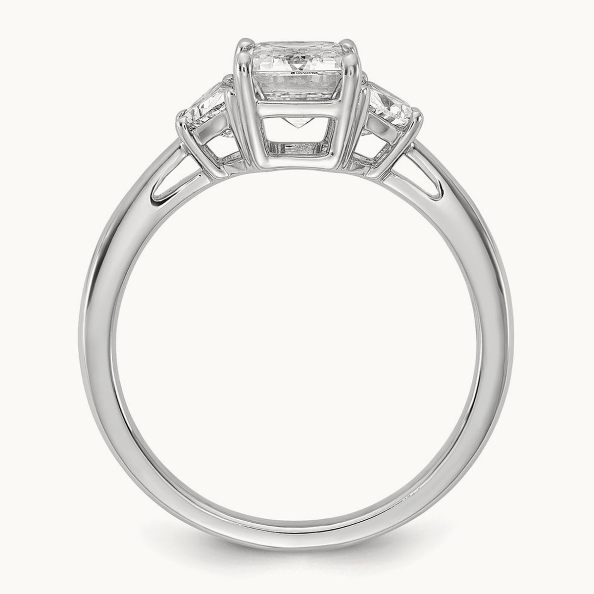 Semi-Mount Emerald & 1/2 Moon 3 Stone Engagement Ring, 0.25-1.00 ct tw Lab-Grown Diamond — 1/2 ct, 14K White Gold