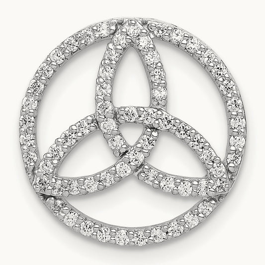 Diamond Celtic Circle Chain Slide, 14K White Gold