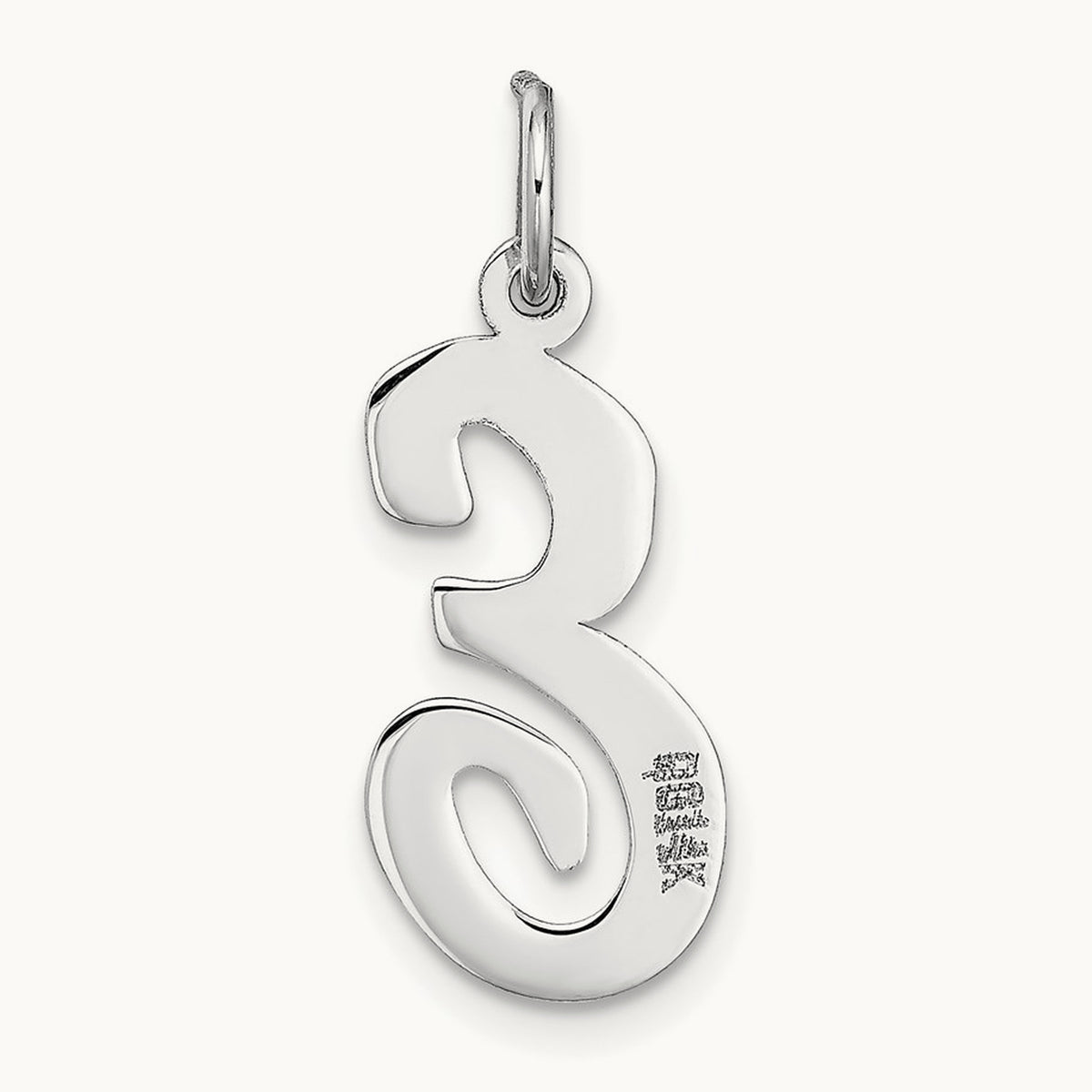 Large Script Initial Charm — 14K White Gold, E