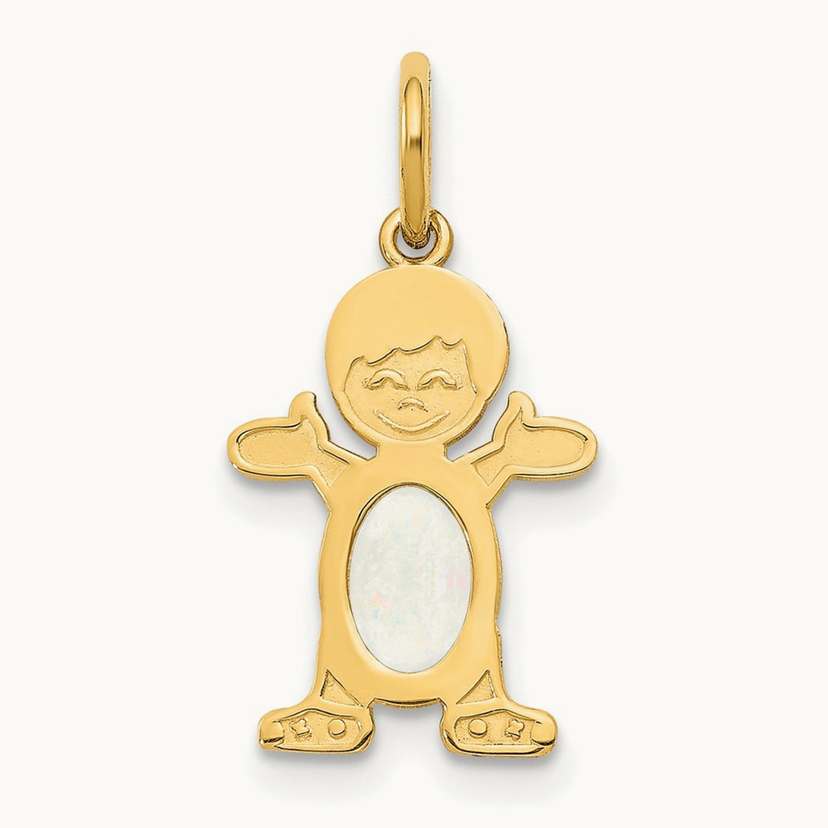Boy 6x4 Oval Genuine Opal-October — 14K Yellow Gold