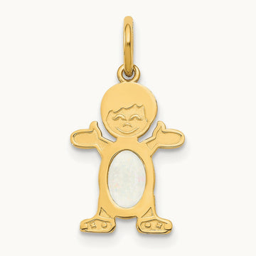 Boy 6x4 Oval Genuine Opal-October — 14K Yellow Gold