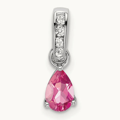 Pear Tourmaline and Diamond Pendant — 14K White Gold