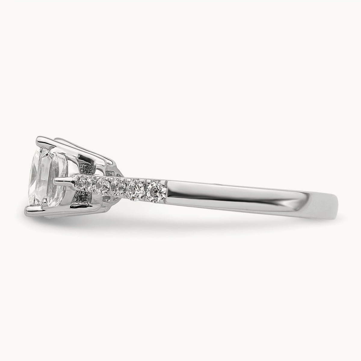 3 Stone Half Moon/Princess Semi-Mount Ring, 0.75 ct tw