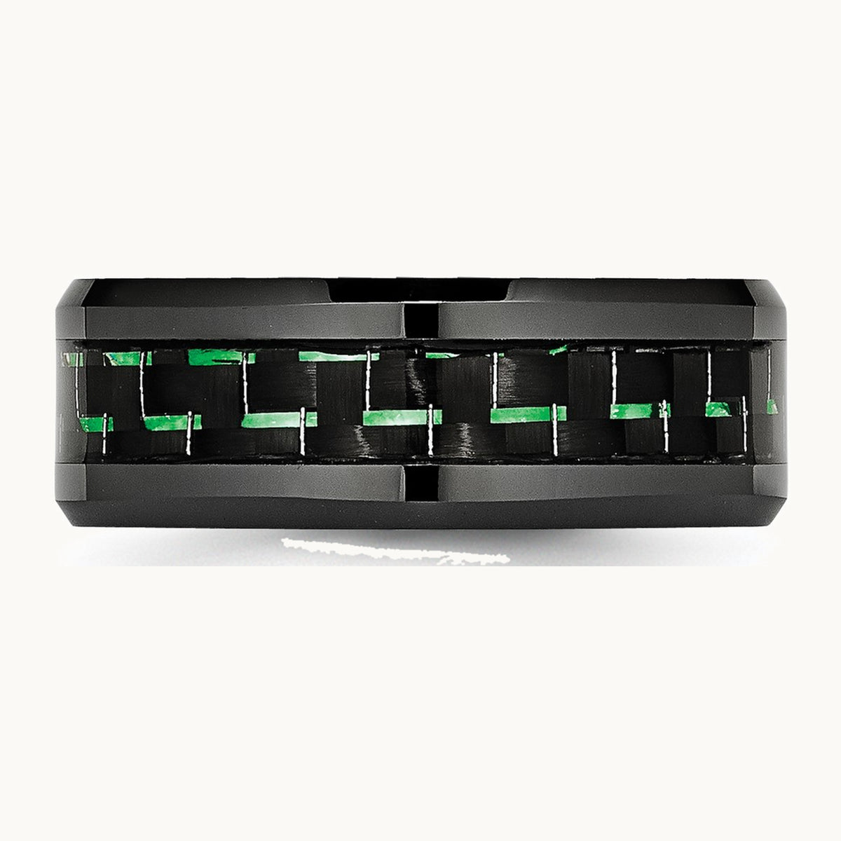 Chisel Ceramic Black with Green Carbon Fiber Inlay Beveled Edge Ring