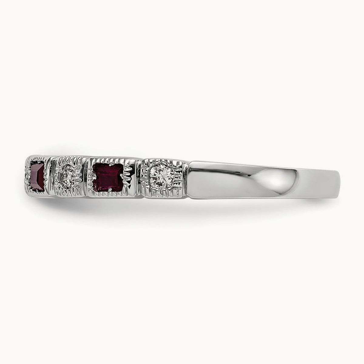 Diamond w/Ruby Band, 14K White Gold
