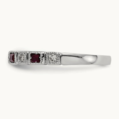 Diamond w/Ruby Band, 14K White Gold