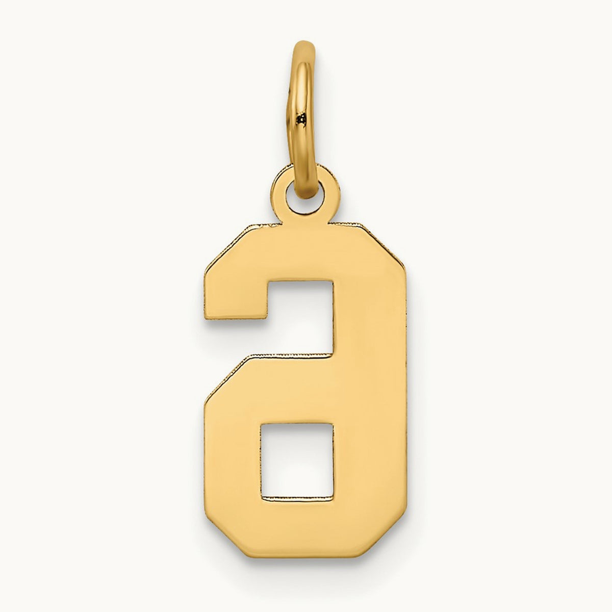Small Satin Number 6 Charm — 14K Yellow Gold