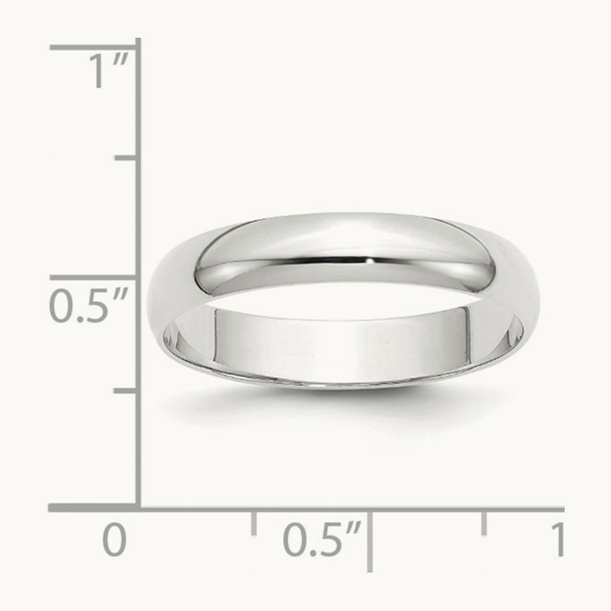 Lightweight Half Round Band, 4mm, 10K White Gold