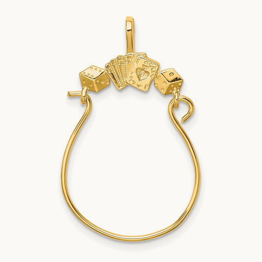 Cards and Dice Charm Holder, 14K