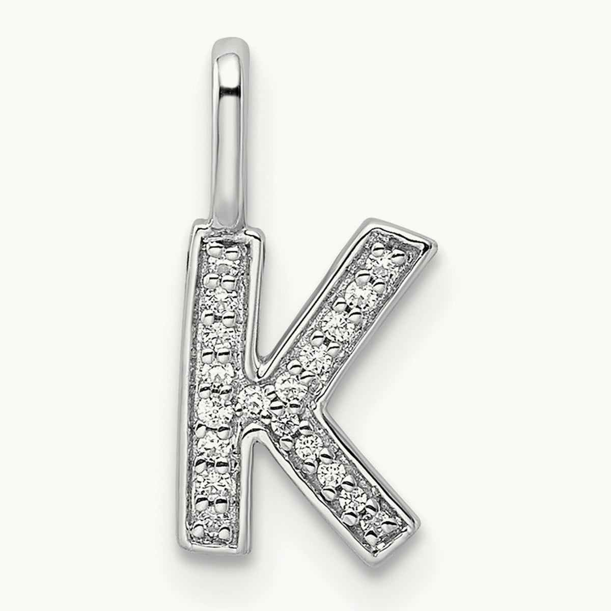Diamond Letter K Initial Pendant, 14K White Gold