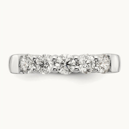 5-Stone Diamond Band, 14K White Gold