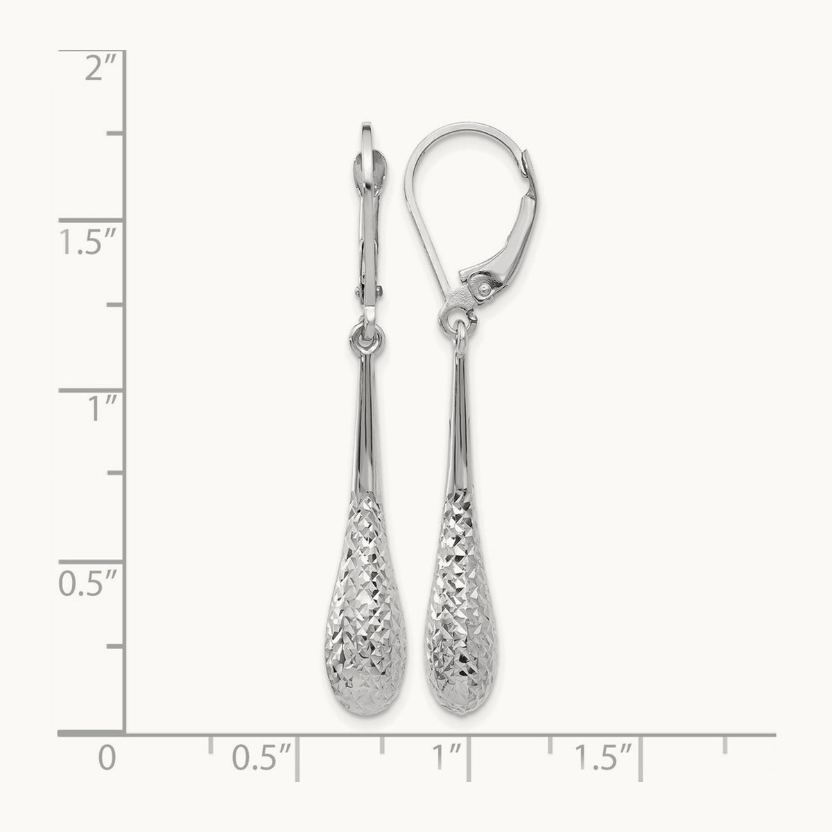 Diamond-cut Leverback Earrings — 14K White Gold