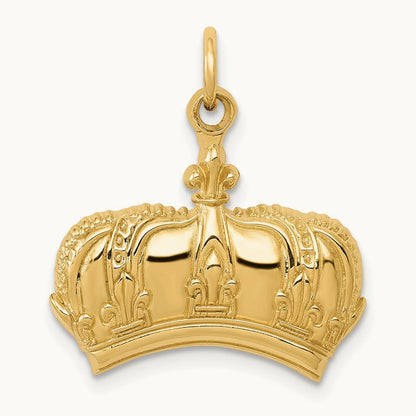 Fleur De Lis Crown Charm, 14K