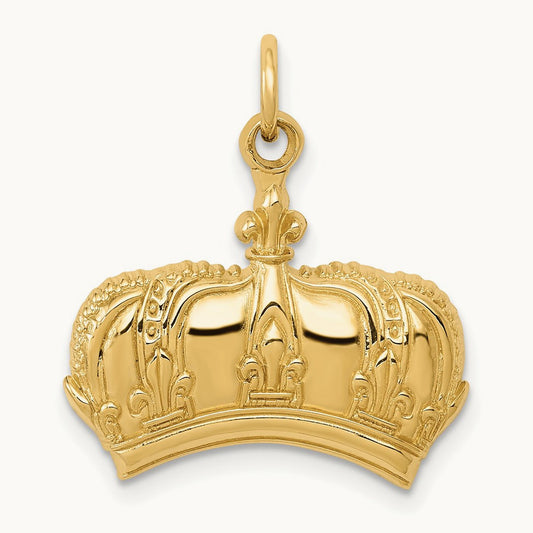 Fleur De Lis Crown Charm, 14K