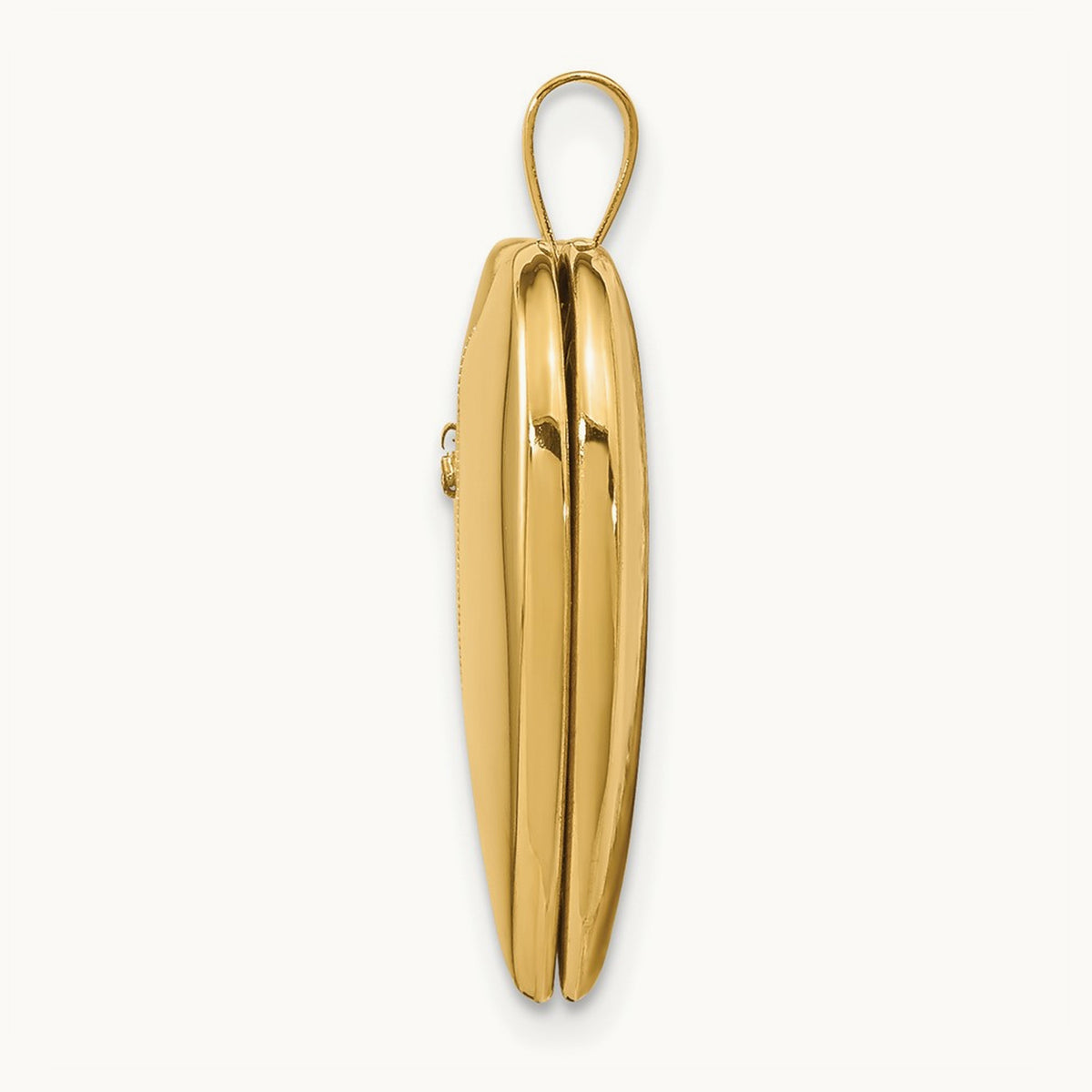Diamond Polished and Satin Heart Locket — 14K Yellow Gold