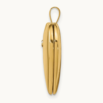Diamond Polished and Satin Heart Locket — 14K Yellow Gold