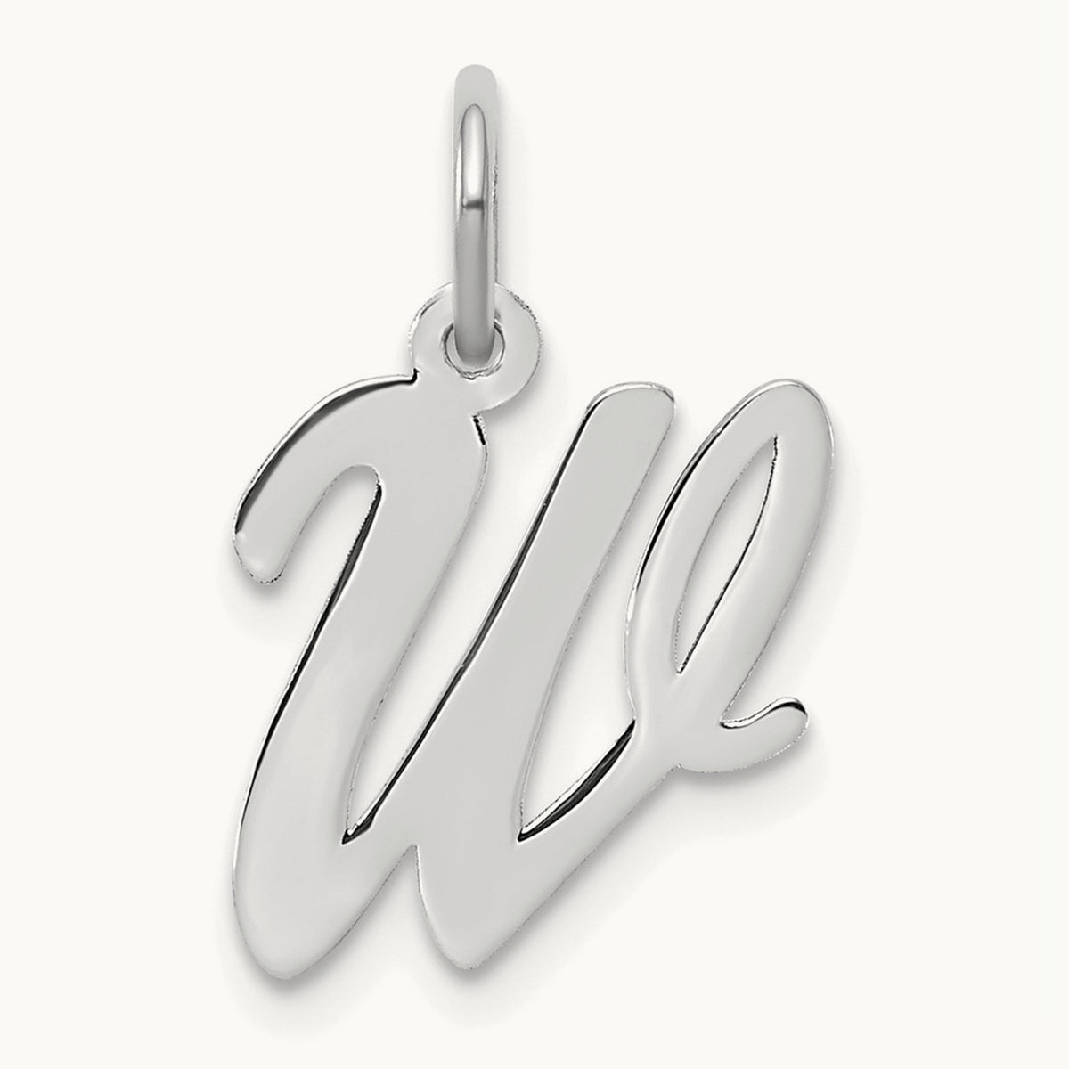 Medium Script Initial Charm — 14K White Gold, W