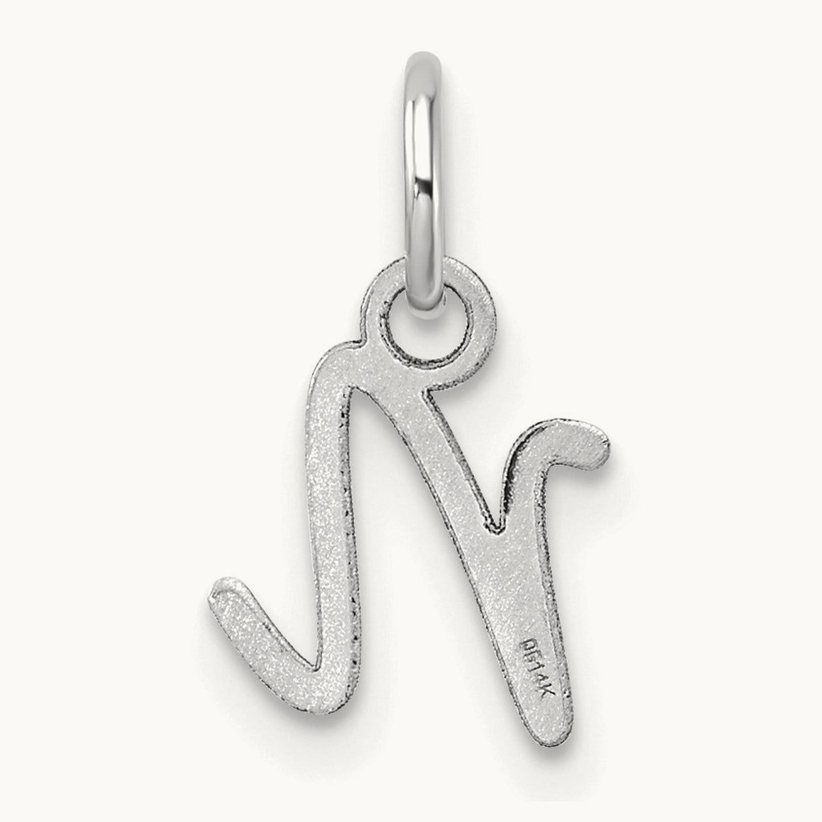 Uppercase Initial Charm — 14K White Gold, N