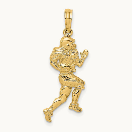 Polished Running Football Player Charm, 14K