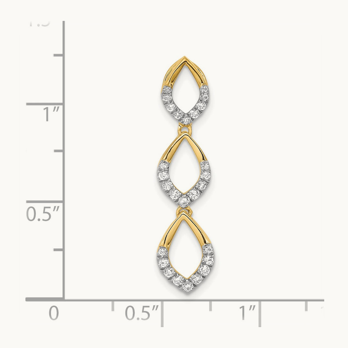 Polished Dangle Diamond Chain Slide, 14K
