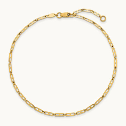 Polished Elongated Anchor Link 9in Plus 1in ext. Anklet, 14K