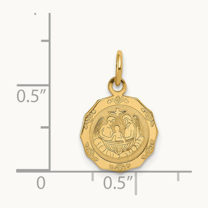 Baptism Spanish Recuerdo Del Bautismo on Back Charm, 14K