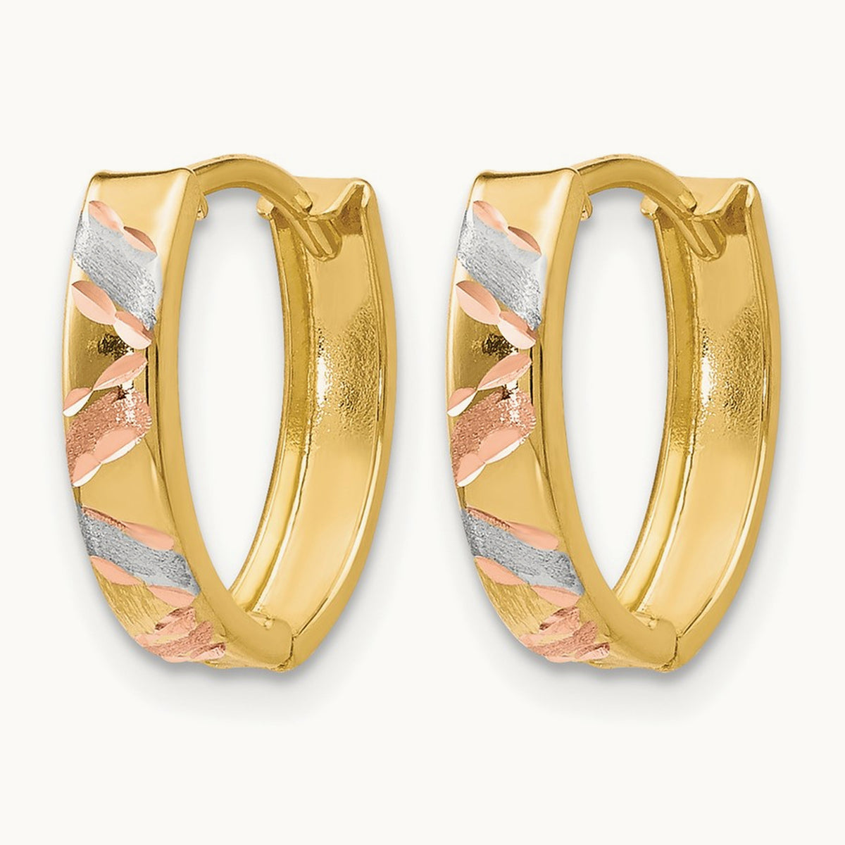 Polished and Satin D/C Earrings, 10K Two-tone with White Rhodium — Leslie's