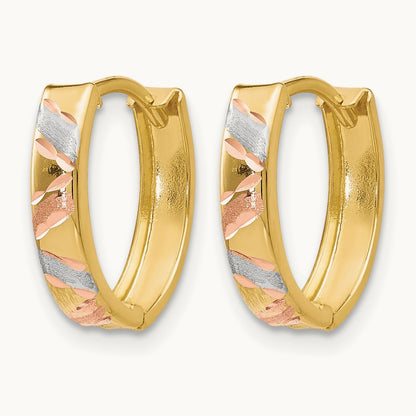 Polished and Satin D/C Earrings, 10K Two-tone with White Rhodium — Leslie's