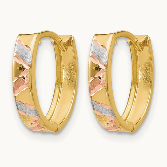Polished and Satin D/C Earrings, 10K Two-tone with White Rhodium — Leslie's