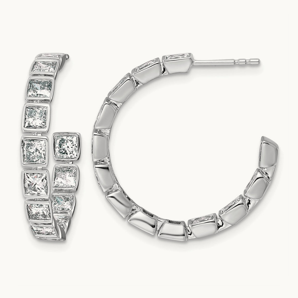 Post Princess Hoop Earrings, 4.25-5.25 ct tw Lab-Grown Diamond
