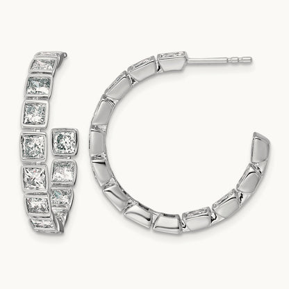 Post Princess Hoop Earrings, 4.25-5.25 ct tw Lab-Grown Diamond