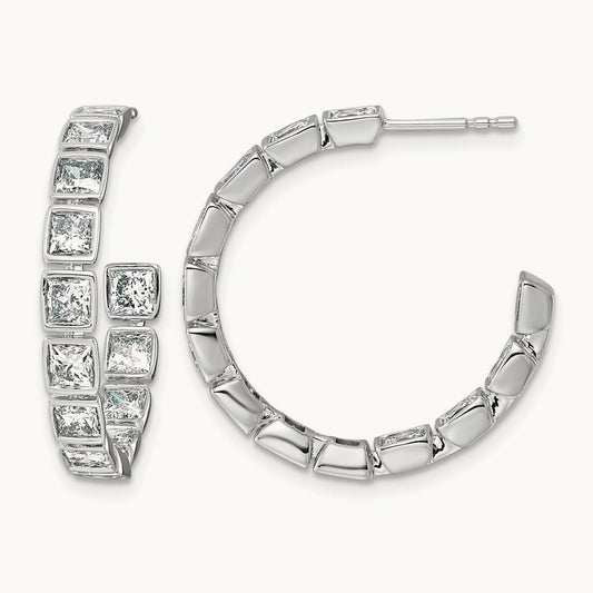 Post Princess Hoop Earrings, 4.25-5.25 ct tw Lab-Grown Diamond