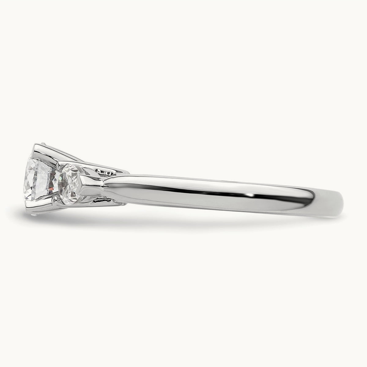 3-Stone Diamond Peg Set Semi-mount Engagement Ring, 14K White Gold