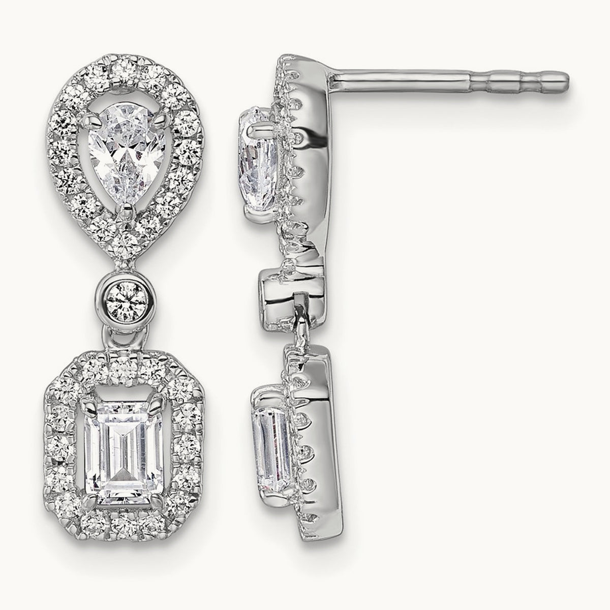 Dangle Halo Post Earrings, 1.00 ct tw Lab-Grown Diamond