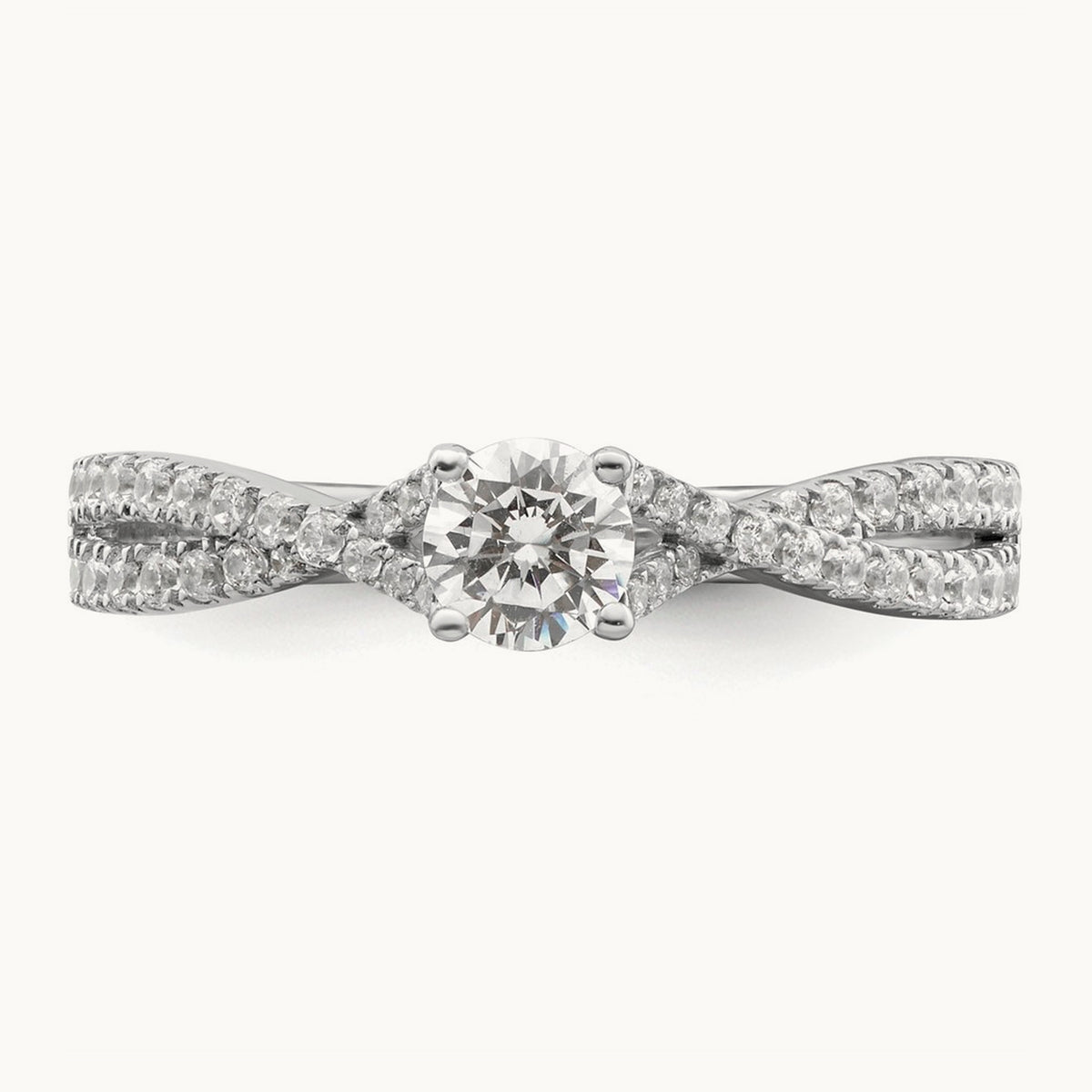 Polish Complete Round Dia. Engagement Ring, 14K White Gold