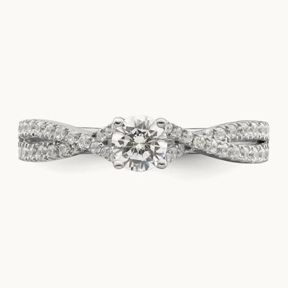 Polish Complete Round Dia. Engagement Ring, 14K White Gold