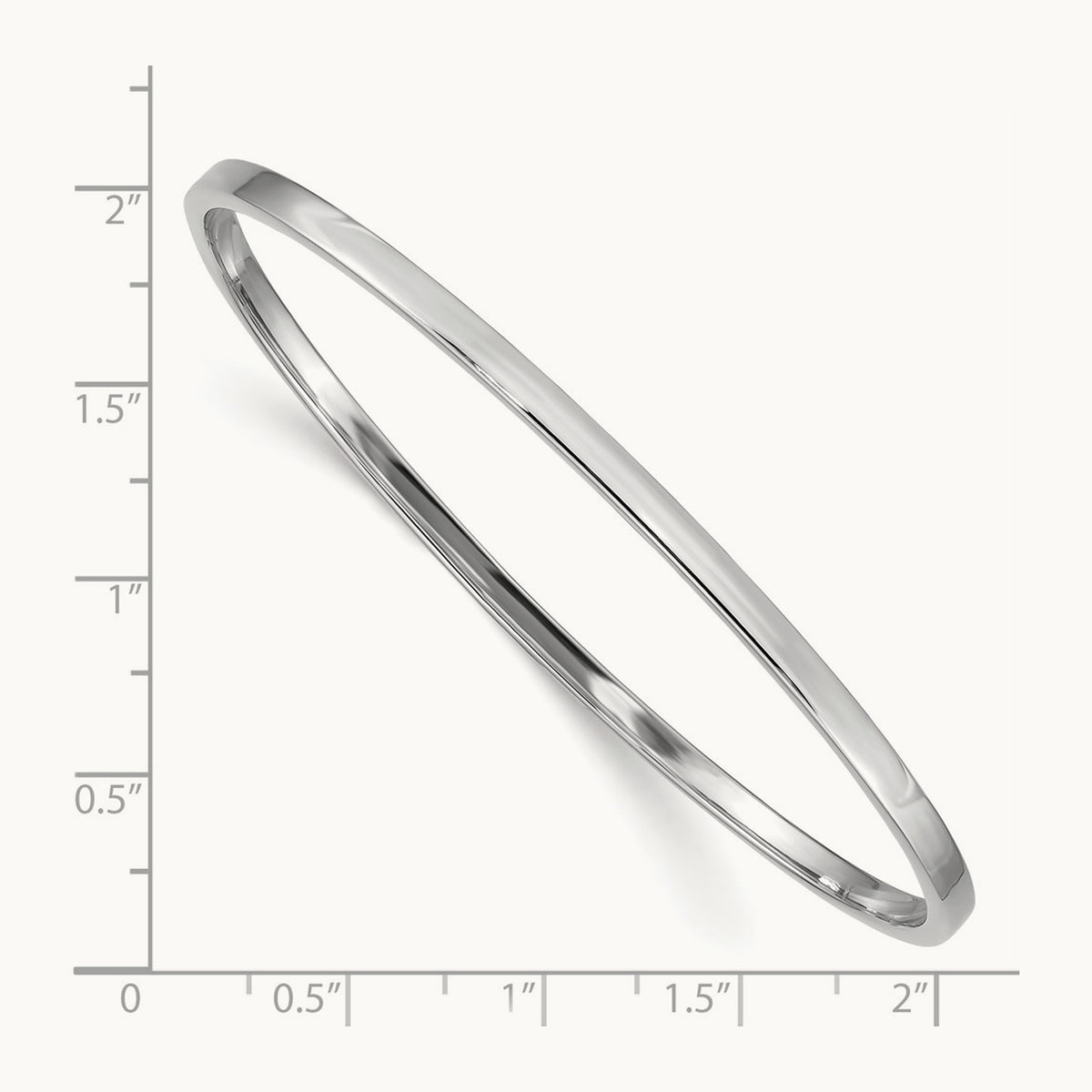 Polished Square Tube Slip-on Bangle — 14K White Gold