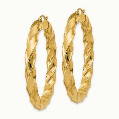 Bold Twisted Hoop Earrings — 33mm