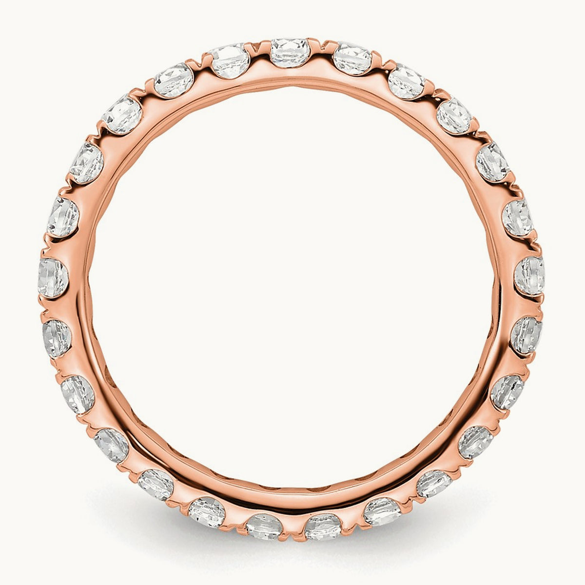 Polished U Shared Prong Diamond Eternity Band, 1.00 ct tw — 14K Rose Gold