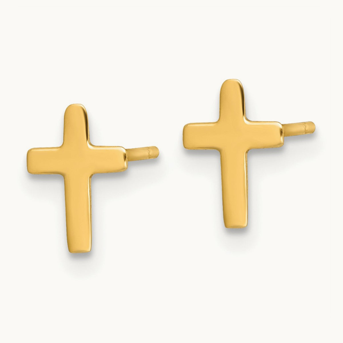 Polished Cross Post Earrings — 14K Yellow Gold