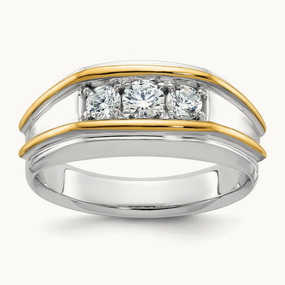 IBGoodman Men's Polished 3-Stone Diamond Ring, 14K Two-tone