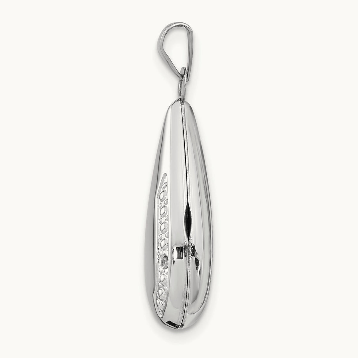 Tear Drop Diamond Locket, 21mm, 14K White Gold