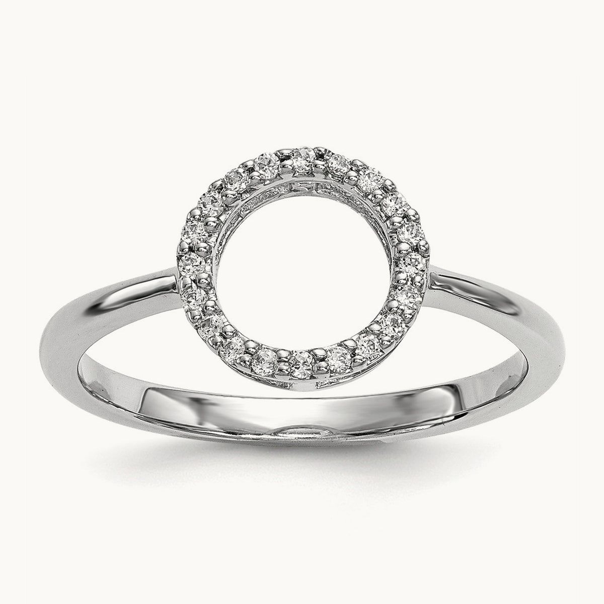 Diamond Open Circle Ring — 14K White Gold