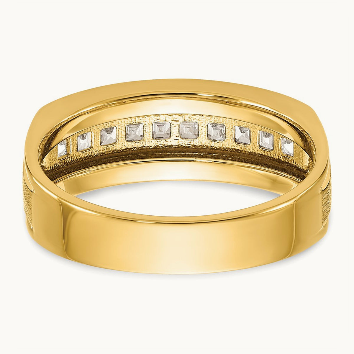IBGoodman Men's Polished & Satin Square 10-Stone Diamond Ring, 14K