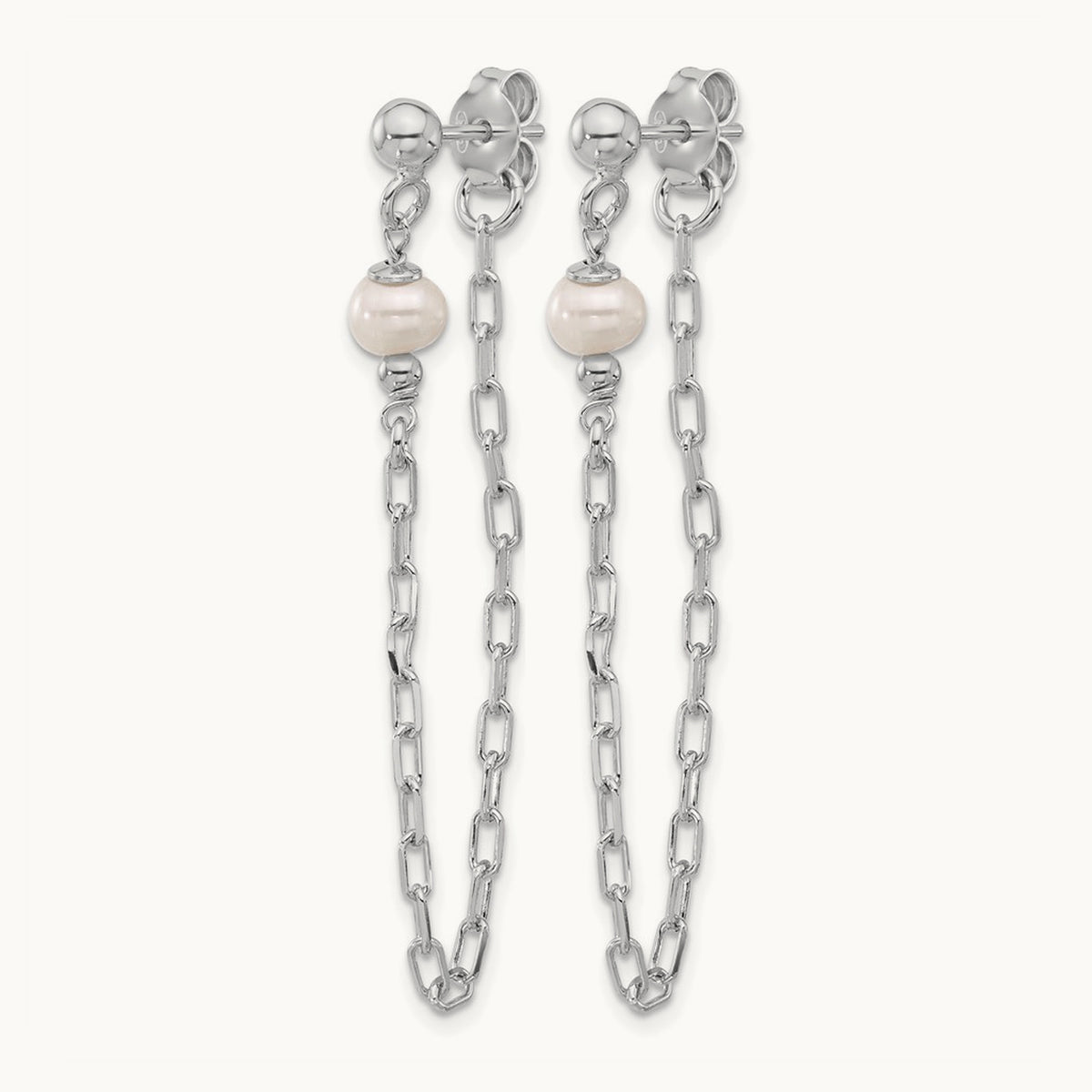 RH-plat FWC Pearl Front/Back Chain Dangle Earrings, Sterling Silver — Leslie's